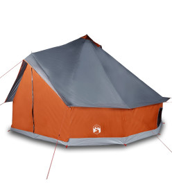 Tente familiale tipi 12 personnes gris et orange imperméable