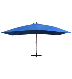 Parasol suspendu avec mât en bois 400x300 cm Bleu