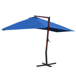 Parasol suspendu avec mât en bois 400x300 cm Bleu