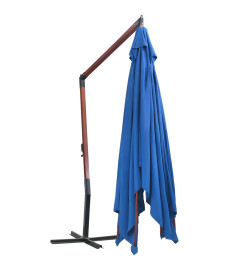 Parasol suspendu avec mât en bois 400x300 cm Bleu