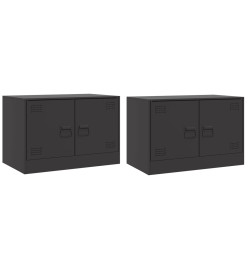 Meubles TV 2 pcs noir 67x39x44 cm acier