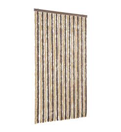 Rideau anti-mouches marron foncé et beige 100x220 cm chenille