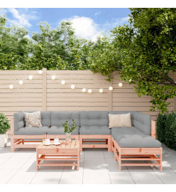 Salon de jardin 7 pcs avec coussins bois massif douglas