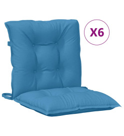 Coussins de chaise à dossier bas lot de 6 bleu mélangé tissu