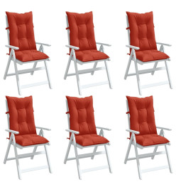 Coussins de chaise à dossier haut lot de 6 rouge mélangé tissu