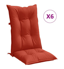 Coussins de chaise à dossier haut lot de 6 rouge mélangé tissu