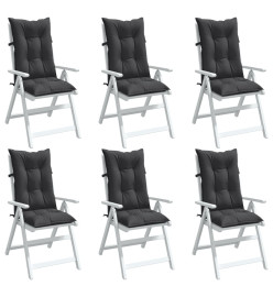 Coussins de chaise à dossier haut lot de 6 anthracite mélangé