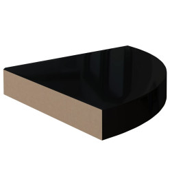 Étagères d'angle flottantes 2 pcs Noir brillant 25x25x3,8cm MDF