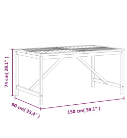 Table à manger de jardin 150x90x74 cm bois d'acacia solide