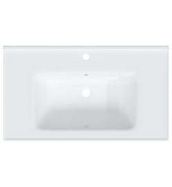 Évier salle de bain blanc 81x48x19,5 cm rectangulaire céramique