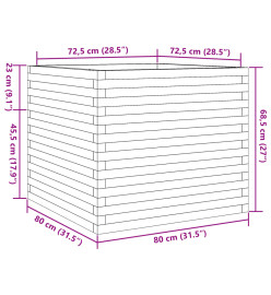 Jardinière cire marron 80x80x68,5 cm bois de pin massif