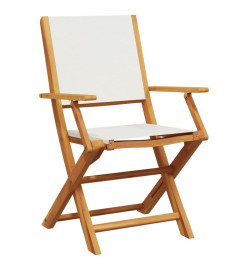 Ensemble de bistro 3 pcs blanc crème tissu et bois massif