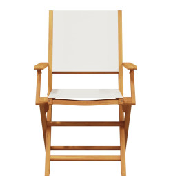 Ensemble de bistro 3 pcs blanc crème tissu et bois massif