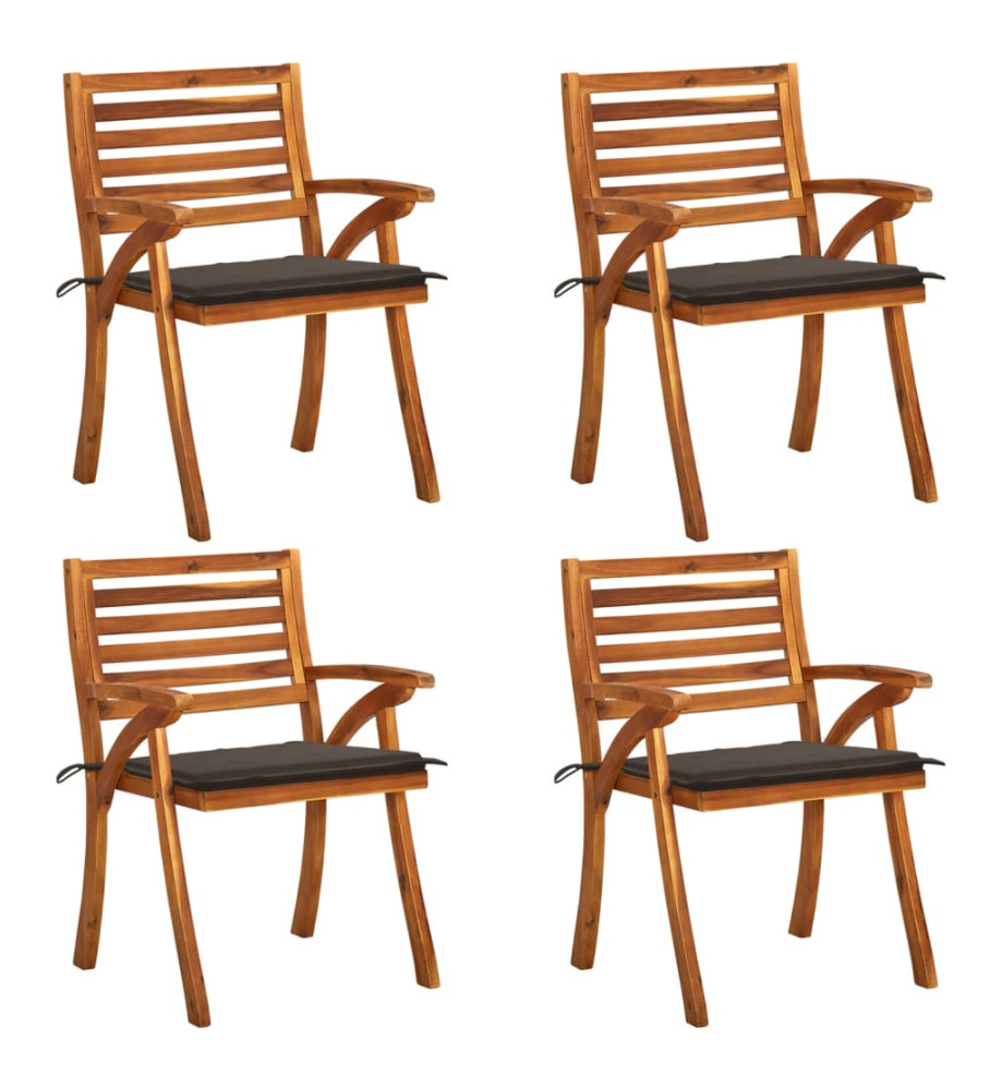 Chaises de jardin avec coussins 4 pcs Bois de teck solide Chaises de jardin avec coussins 4 pcs Bois de teck solide