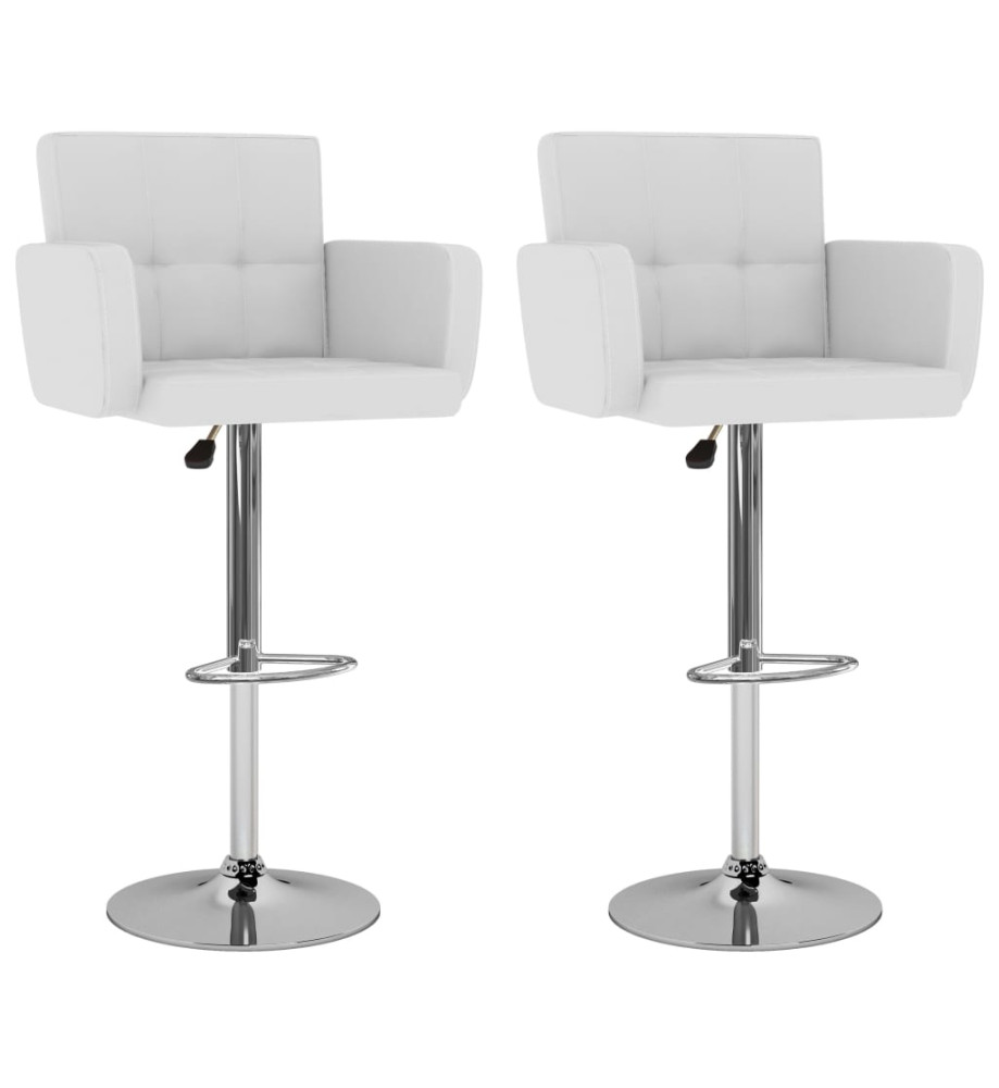 Tabourets de bar lot de 2 blanc similicuir