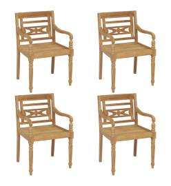 Chaises Batavia avec coussins 4 pcs Bois de teck solide