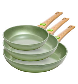 Just Vegan Poêle ECO avec manche amovible 24 cm Aluminium Vert