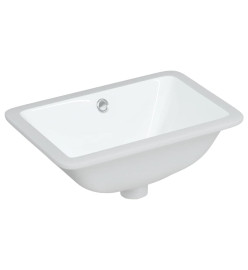 Évier de salle de bain blanc rectangulaire céramique