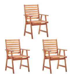 Chaises à dîner d'extérieur 3 pcs avec coussins Acacia massif