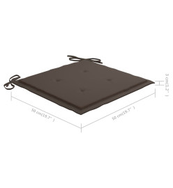 Chaises à dîner d'extérieur 3 pcs avec coussins Acacia massif