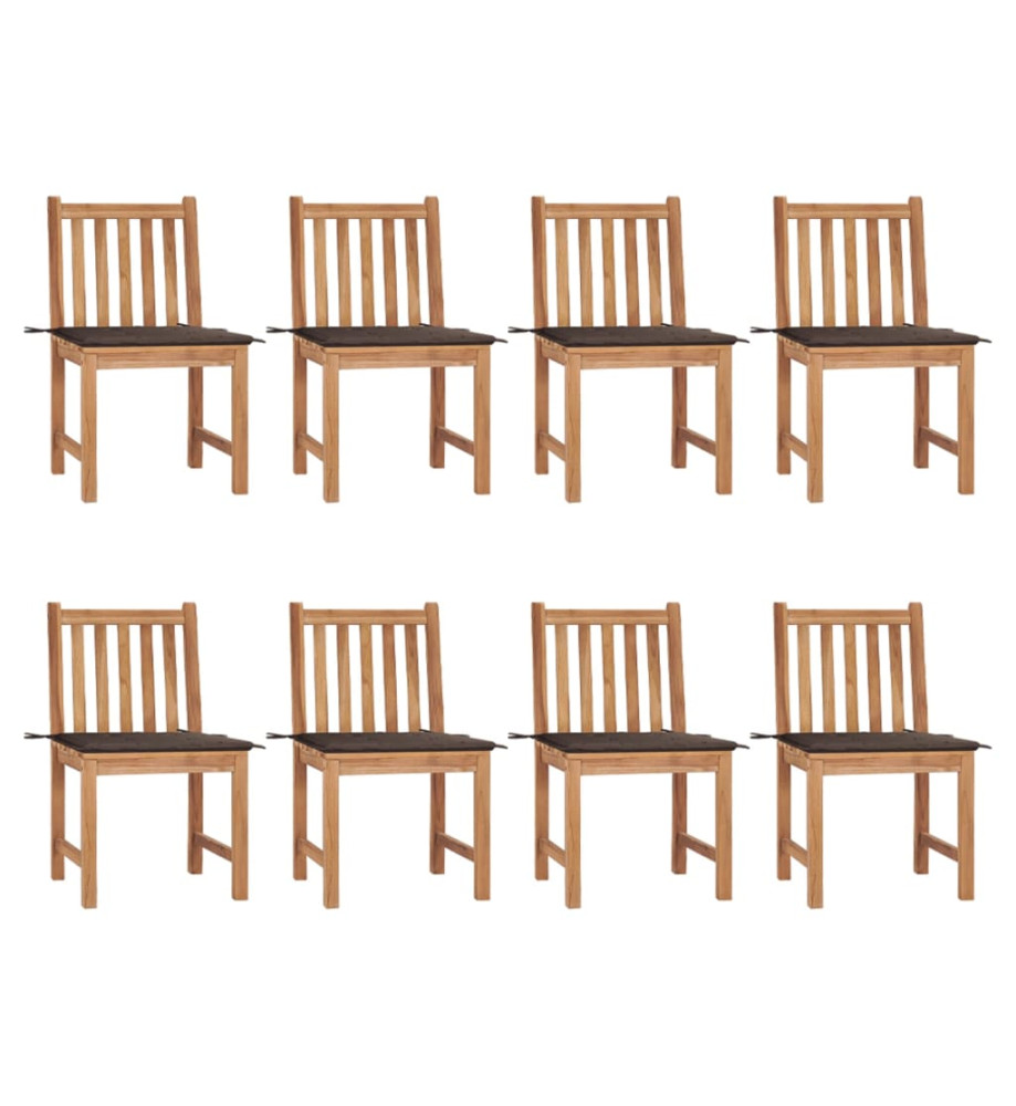 Chaises de jardin 8 pcs avec coussins Bois de teck massif Chaises de jardin 8 pcs avec coussins Bois de teck massif