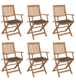 Chaises pliables de jardin 6 pcs avec coussins Bois d'acacia