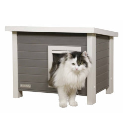 Kerbl Maison pour chats Eli 57 x 45 x 43 cm Gris et blanc