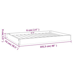 Lit pour chien Gris 101,5x74x9 cm Bois de pin solide