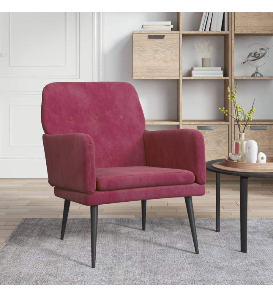 Fauteuil Rouge bordeaux 62x79x79 cm Velours