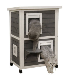 Kerbl Maison d'extérieur pour chats Family 57x55x80 cm Gris et blanc