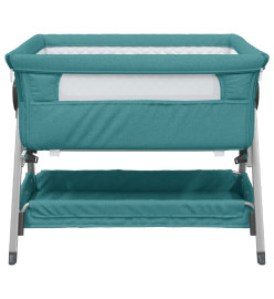 Lit pour bébé avec matelas Vert Tissu de lin