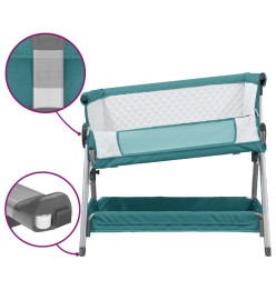 Lit pour bébé avec matelas Vert Tissu de lin