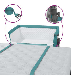 Lit pour bébé avec matelas Vert Tissu de lin