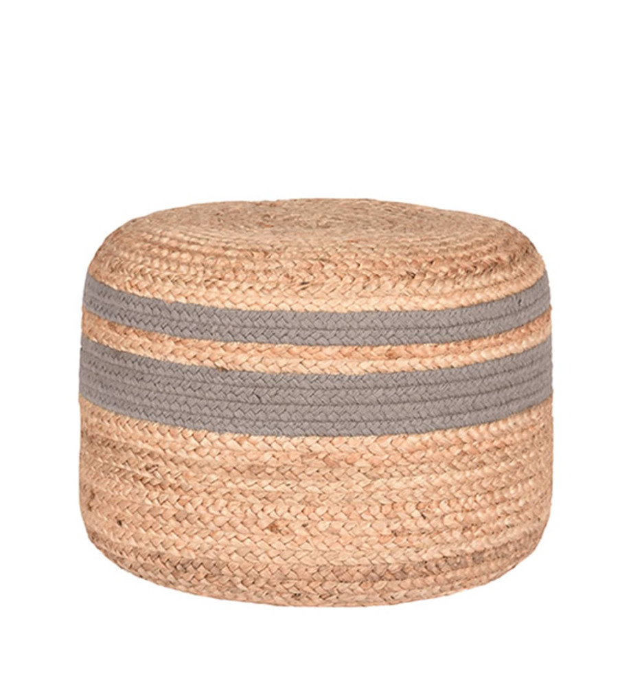 LABEL51 Pouf Jute tressé Gris et naturel