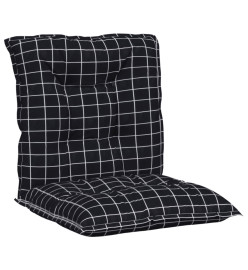 Coussins de chaise à dossier bas lot de 6 noir à carreaux tissu