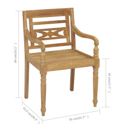 Chaises Batavia 2 pcs avec coussins taupe Bois de teck massif