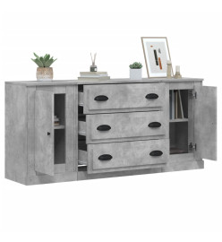 Buffets 3 pcs gris béton bois d'ingénierie