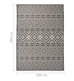 Tapis à tissage plat d'extérieur 200x280 cm Rayures noires