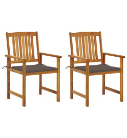 Chaises de jardin avec coussins 2 pcs Bois d'acacia massif