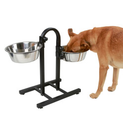 Kerbl Mangeoires d'animaux de compagnie et support réglable 52 cm Noir