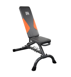 Orange Gym Banc de musculation avec haltères Aluminium Gris et orange