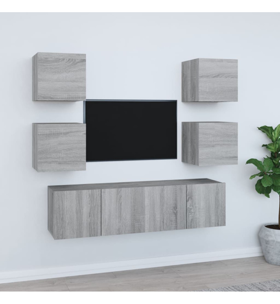 Ensemble de meubles TV 6 pcs Sonoma gris Bois d'ingénierie