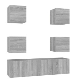 Ensemble de meubles TV 6 pcs Sonoma gris Bois d'ingénierie