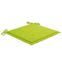 Chaises de jardin 2 pcs avec coussins vert vif Teck massif