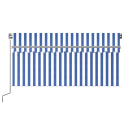 Auvent rétractable manuel avec store LED 3,5x2,5m Bleu et blanc