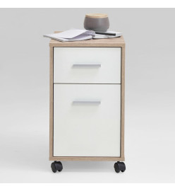 FMD Armoire mobile à tiroir Couleur chêne et blanc