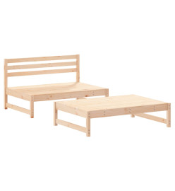 Salon de jardin 2 pcs avec coussins bois massif