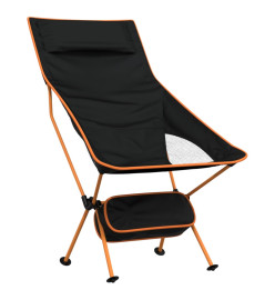 Chaise de camping pliables lot de 2 noir tissu oxford aluminium