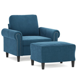 Fauteuil avec repose-pied Bleu 60 cm Velours