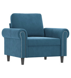 Fauteuil avec repose-pied Bleu 60 cm Velours